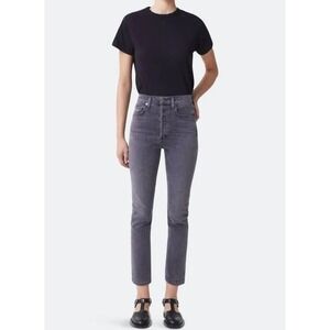 AGOLDE Riley High Rise Straight Crop Jeans "Sector" Grey Wash Size 24
